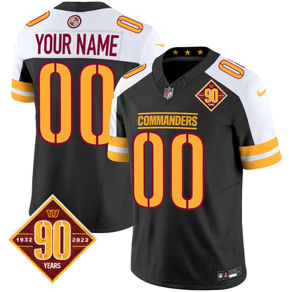 Washington Commanders 90th Anniversary Patch Vapor Custom Jersey V2 - All Stitched