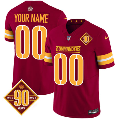 Washington Commanders 90th Anniversary Patch Vapor Custom Jersey V2 - All Stitched