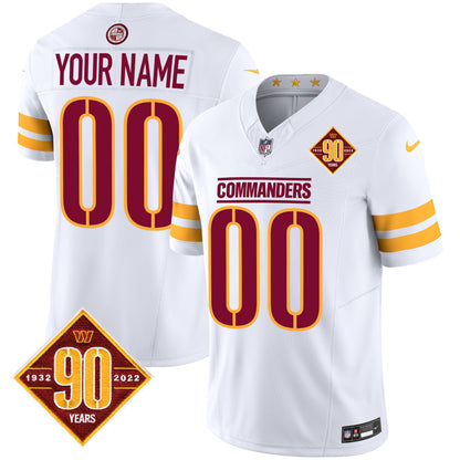 Washington Commanders 90th Anniversary Patch Vapor Custom Jersey V2 - All Stitched