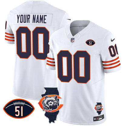 Bears Throwback Illinois Patch Vapor Custom Jersey - All Stitched