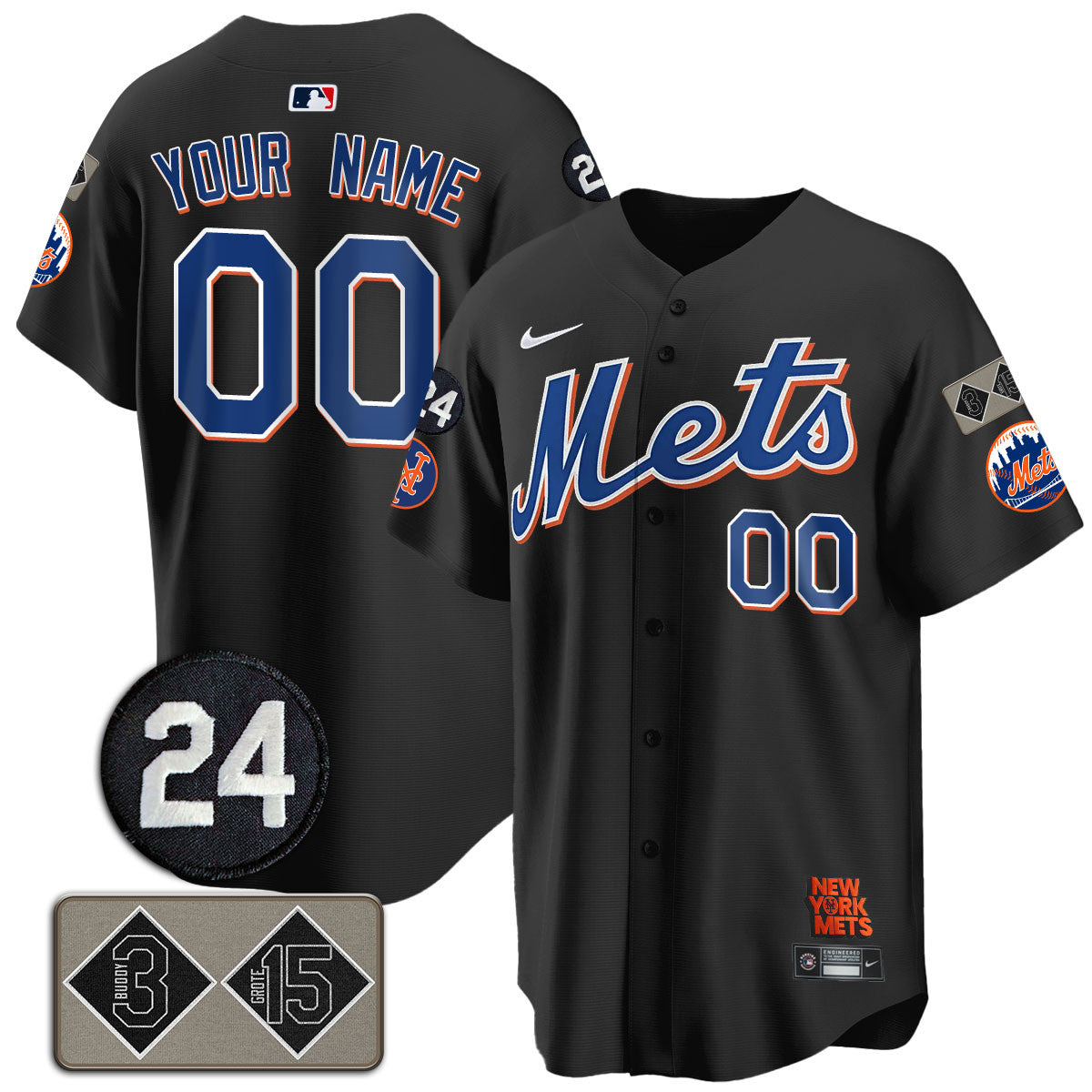 Custom Mets Memorial Player Limited Jersey - All Stitched