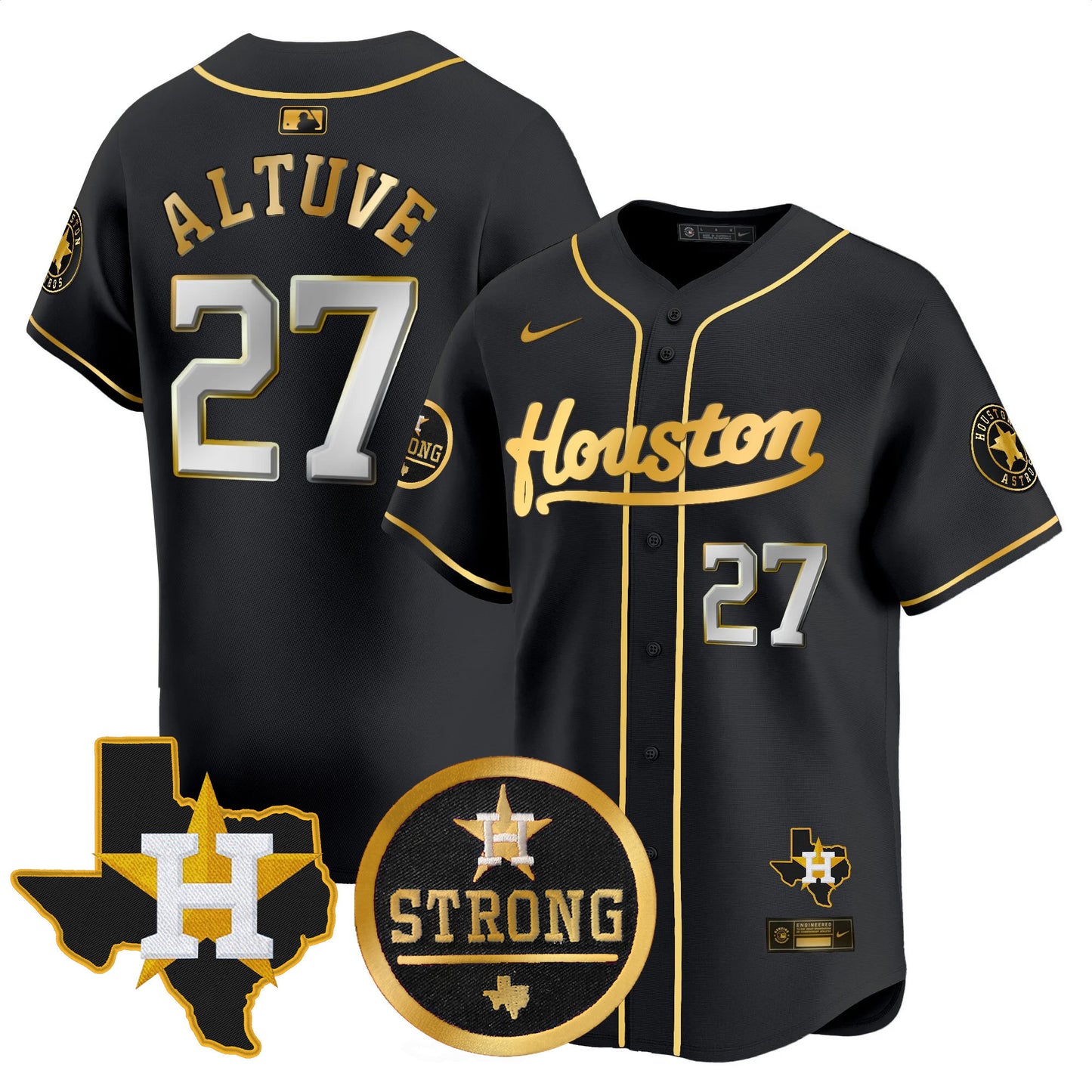 Astros Houston Strong Patch Vapor Premier Limited Jersey - All Stitched