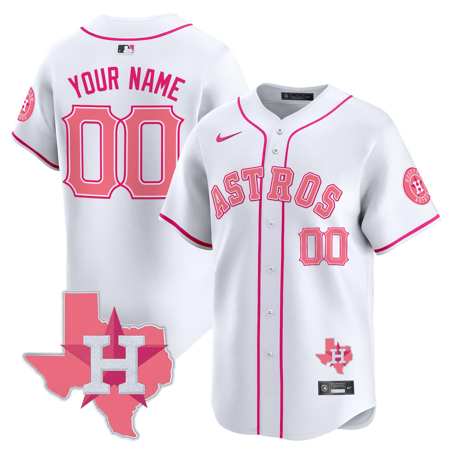 Astros Bubblegum Pink Vapor Premier Limited Custom Jersey V2 - All Stitched