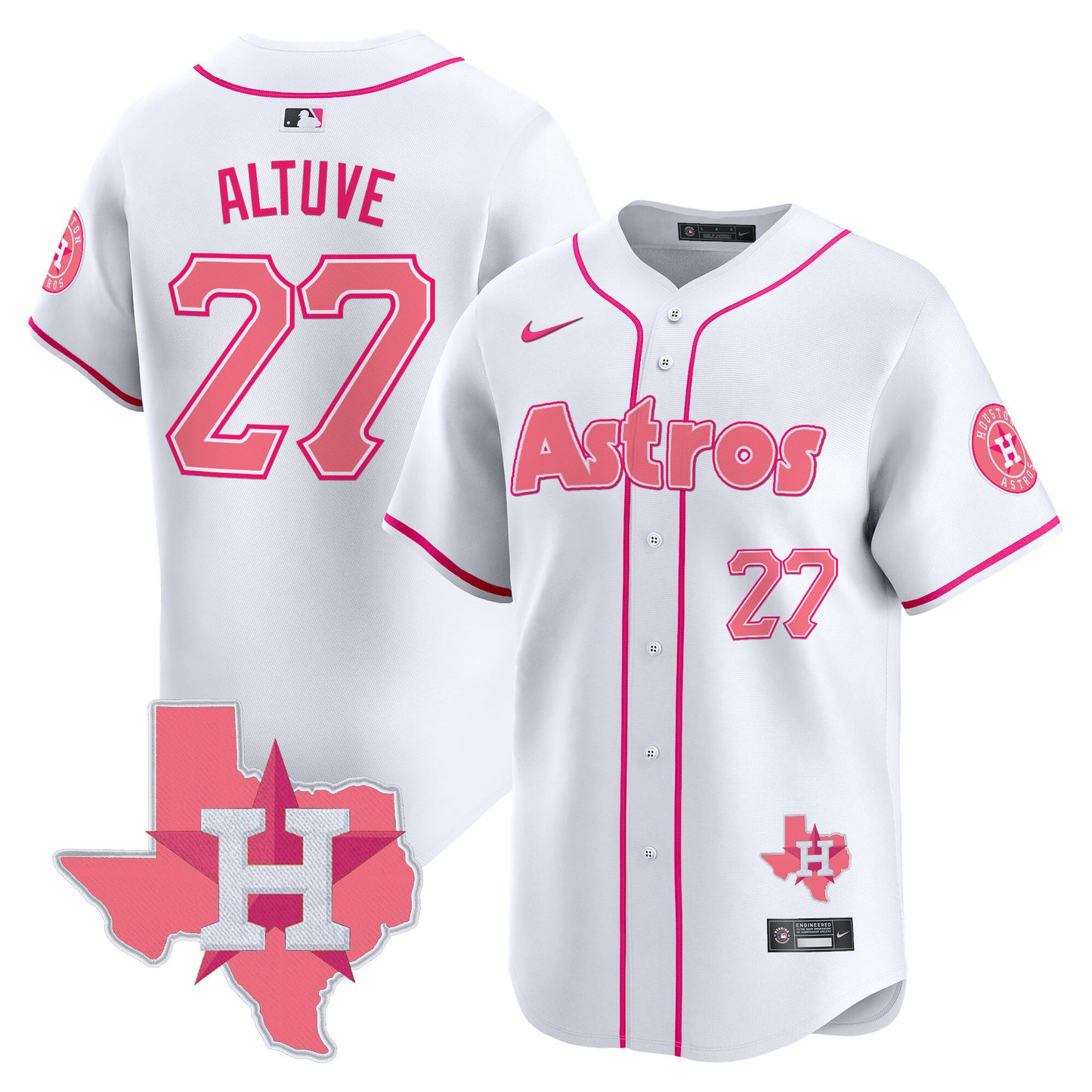 Astros Bubblegum Pink Vapor Premier Limited Jersey V3 - All Stitched