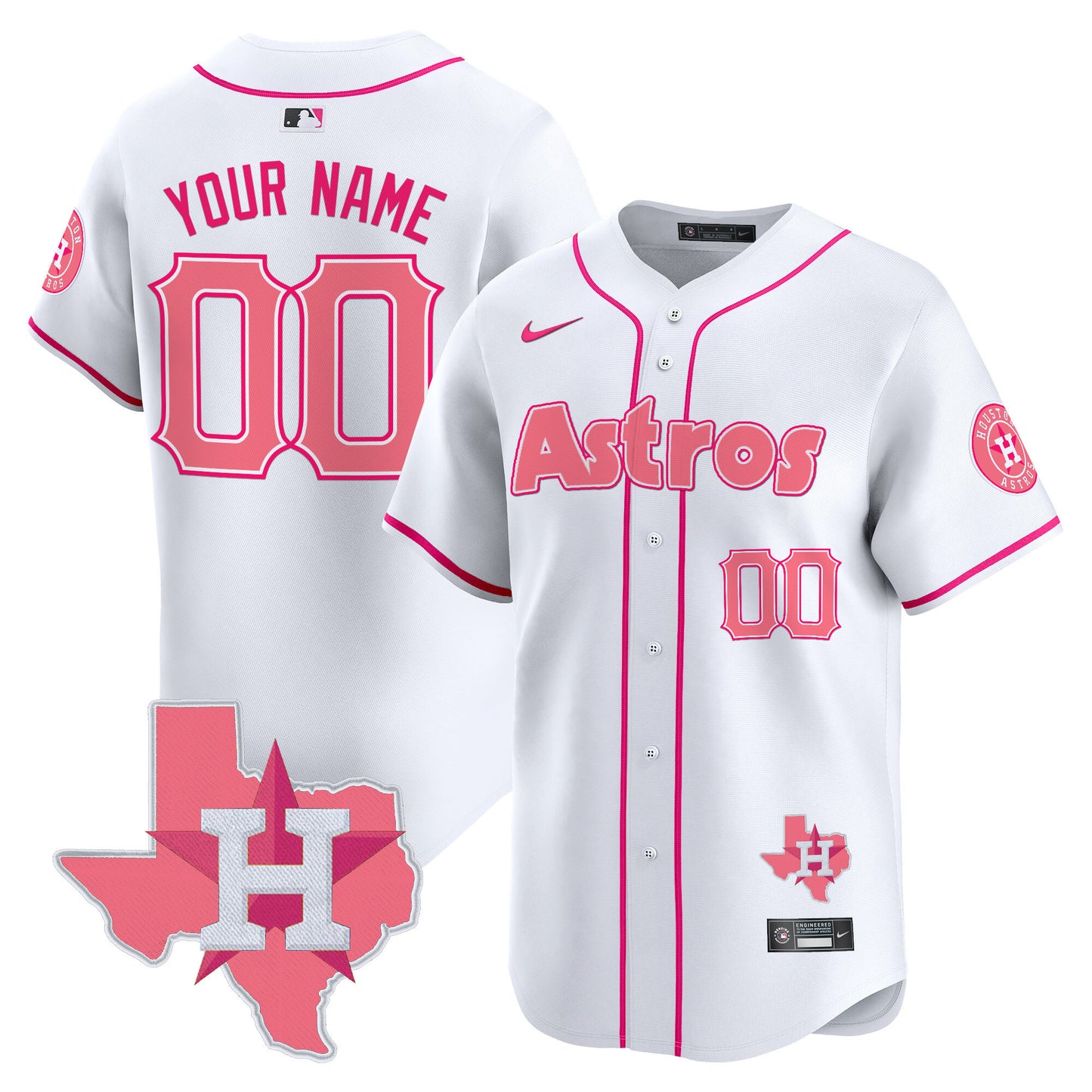 Astros Bubblegum Pink Vapor Premier Limited Custom Jersey V3 - All Stitched