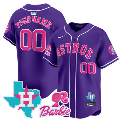 Astros Barbie Patch Vapor Premier Limited Custom Jersey - All Stitched