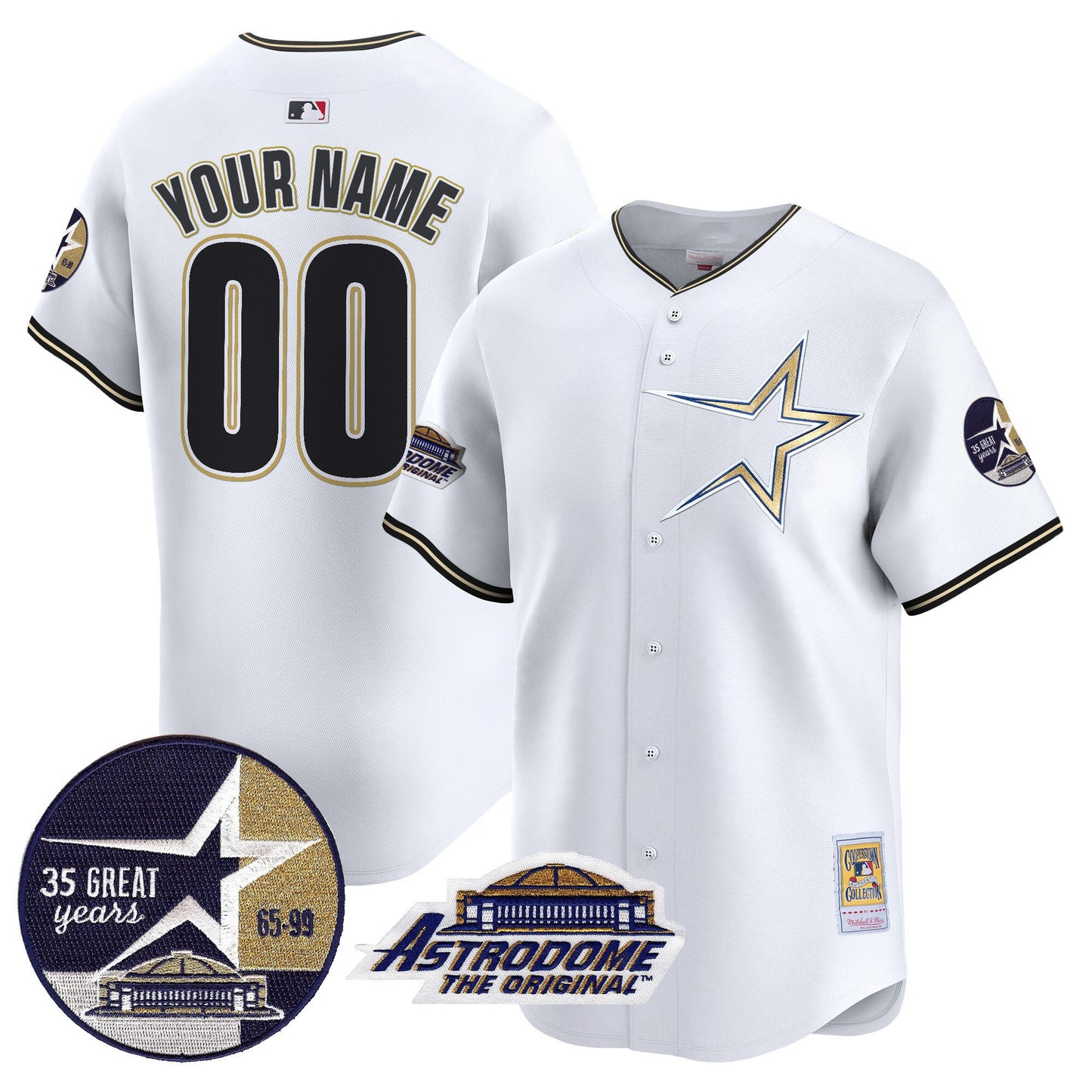 Astros 1999 Throwback 35th & Astrodome Patch Vapor Premier Limited Custom Jersey - All Stitched