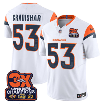 Denver Broncos 3-Time Champions Patch Vapor Limited Jersey - All Stitched