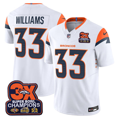 Denver Broncos 3-Time Champions Patch Vapor Limited Jersey - All Stitched