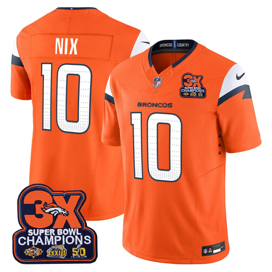 Denver Broncos 3-Time Champions Patch Vapor Limited Jersey - All Stitched