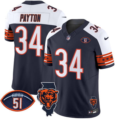 Bears Illinois & Dick Butkus Patch Vapor Limited Jersey - All Stitched