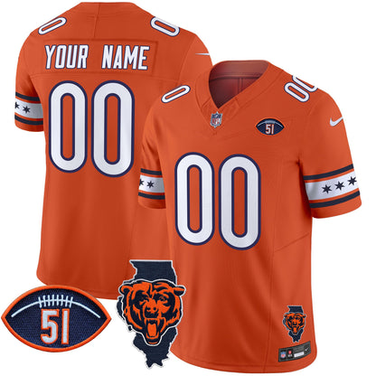 Bears Illinois & Dick Butkus Patch Vapor Limited Custom Jersey - All Stitched