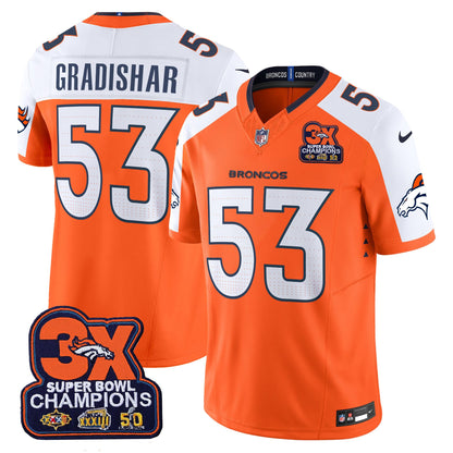 Denver Broncos 3-Time Champions Patch Vapor Limited Jersey - All Stitched