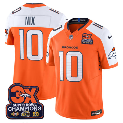 Denver Broncos 3-Time Champions Patch Vapor Limited Jersey - All Stitched