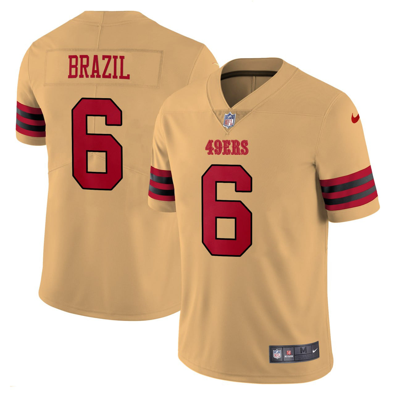 Brazil #6 San Francisco 49ers Gold Jersey - All Stitched