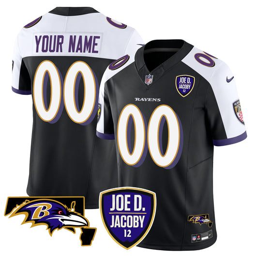 Ravens Joe D & Jacoby Patch Vapor Limited Custom Jersey - All Stitched