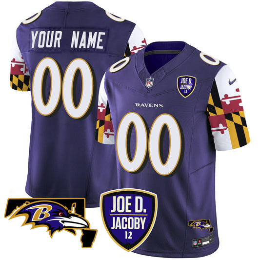 Ravens Joe D & Jacoby Patch Vapor Limited Custom Jersey V2 - All Stitched