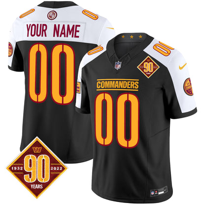 Washington Commanders 90th Anniversary Patch Vapor Limited Custom Jersey - All Stitched