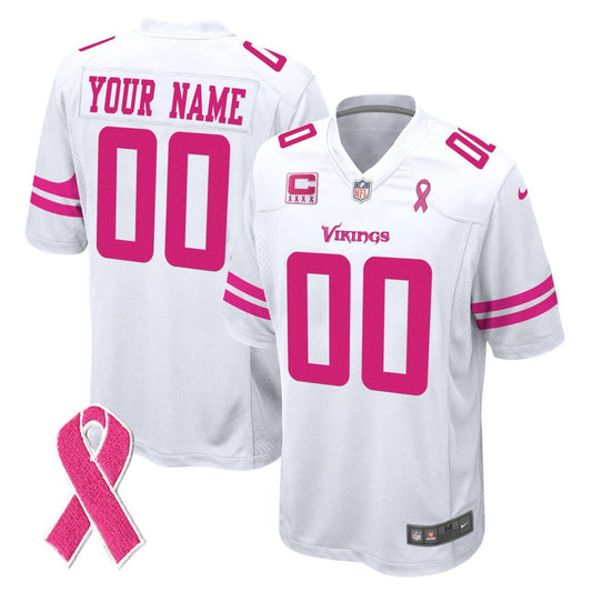 Minnesota Vikings Breast Cancer Custom Jersey - All Stitched