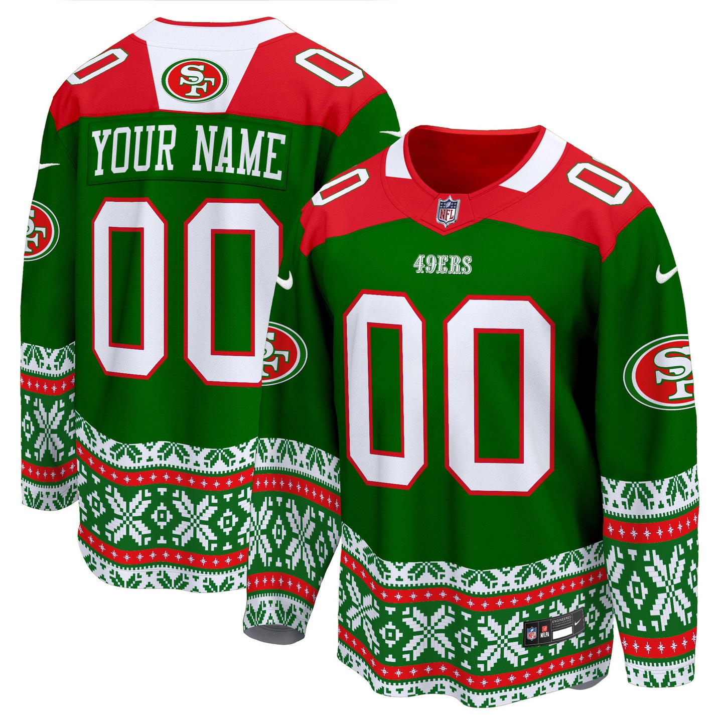 49ers 2024 Christmas Premier Breakaway Custom Jersey - All Printed