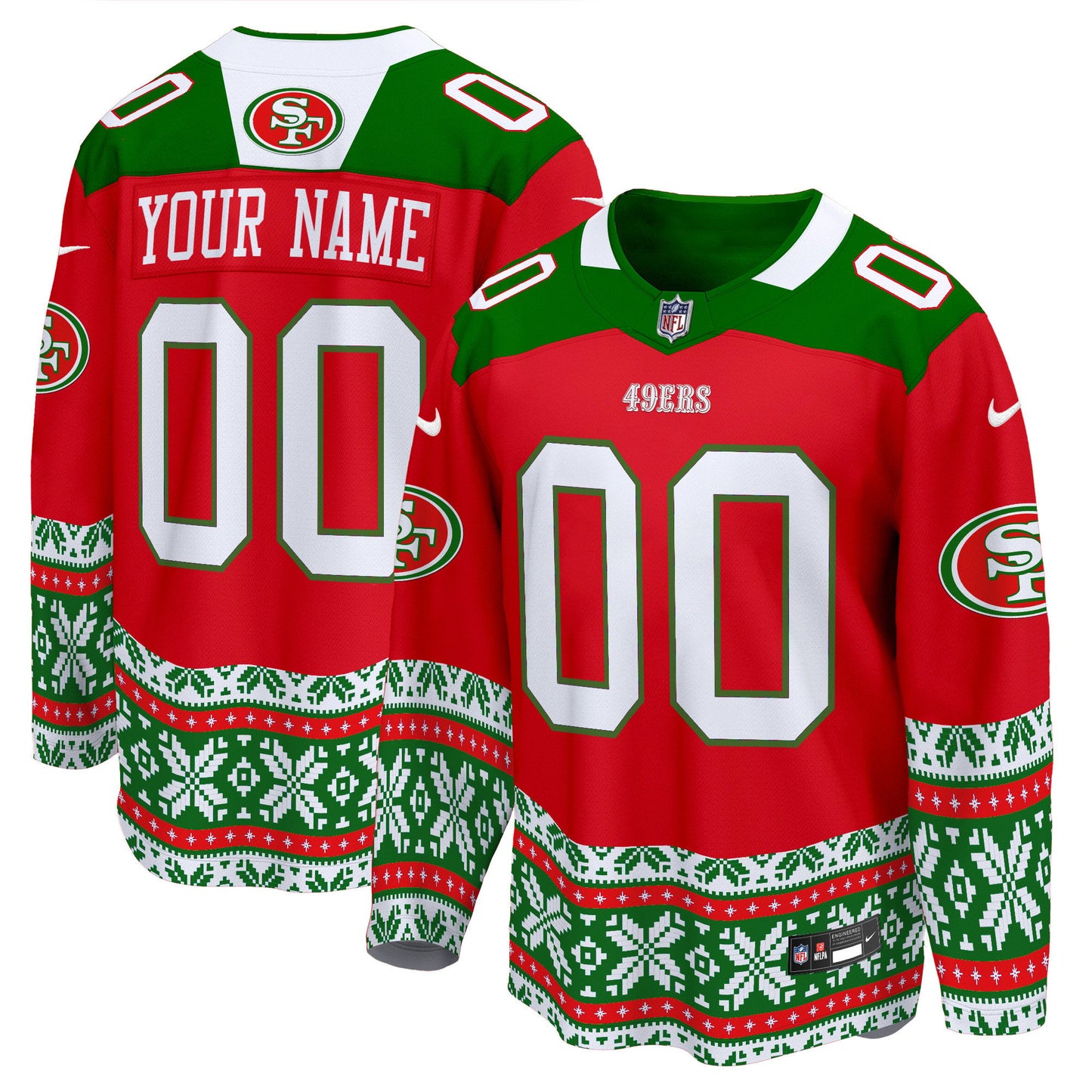 49ers 2024 Christmas Premier Breakaway Custom Jersey - All Printed