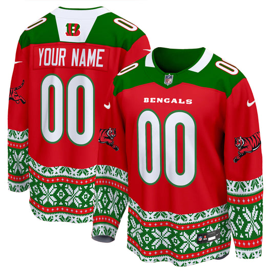 Cincinnati Bengals 2024 Christmas Premier Breakaway Custom Jersey - All Printed