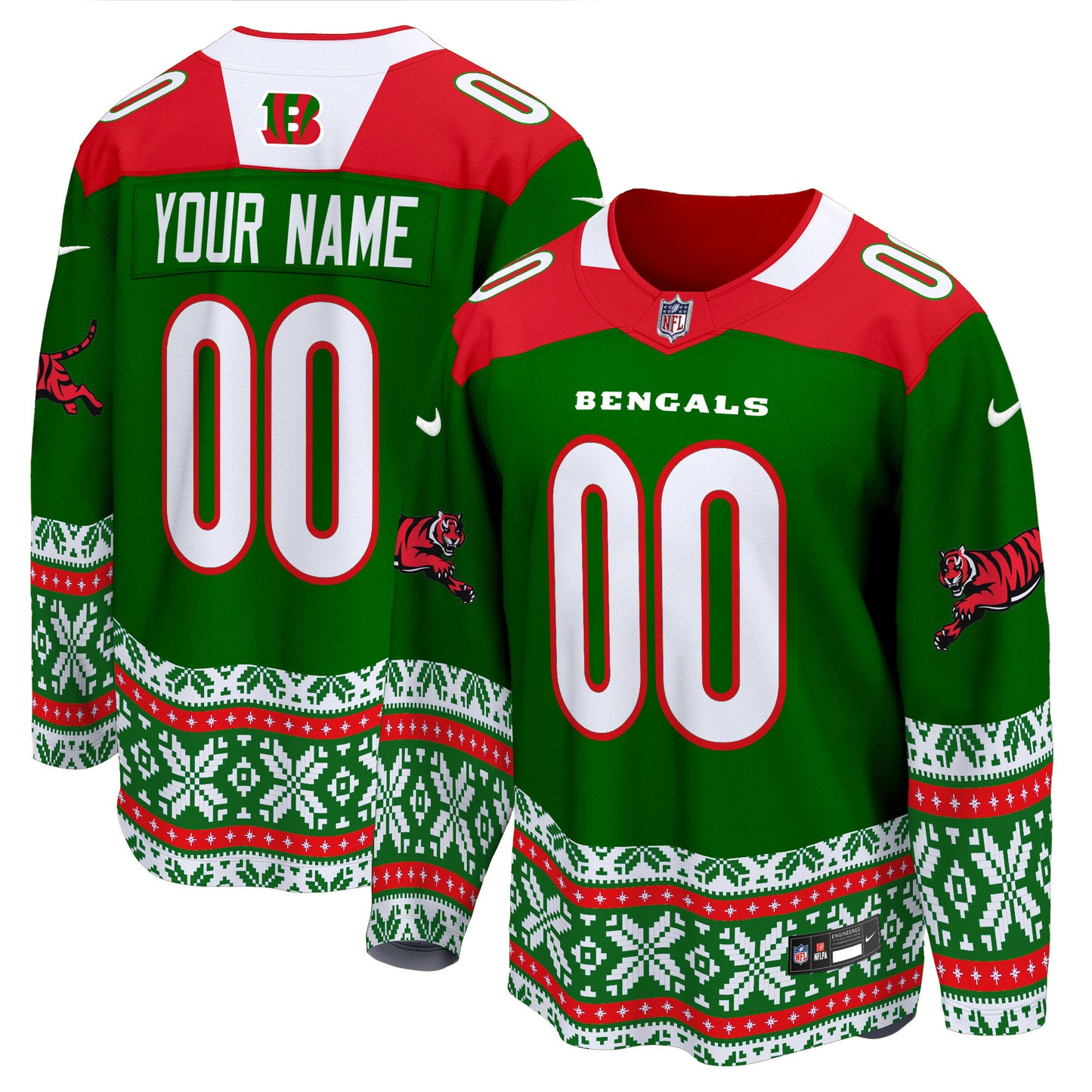 Cincinnati Bengals 2024 Christmas Premier Breakaway Custom Jersey - All Printed