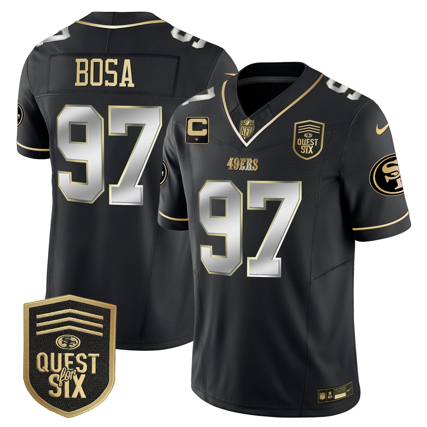 49ers Quest For Six Patch Vapor Limited Jersey - All Stitched