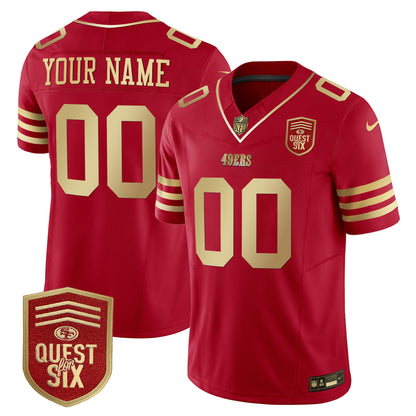 49ers Quest For Six Patch Vapor Limited Custom Jersey - All Stitched