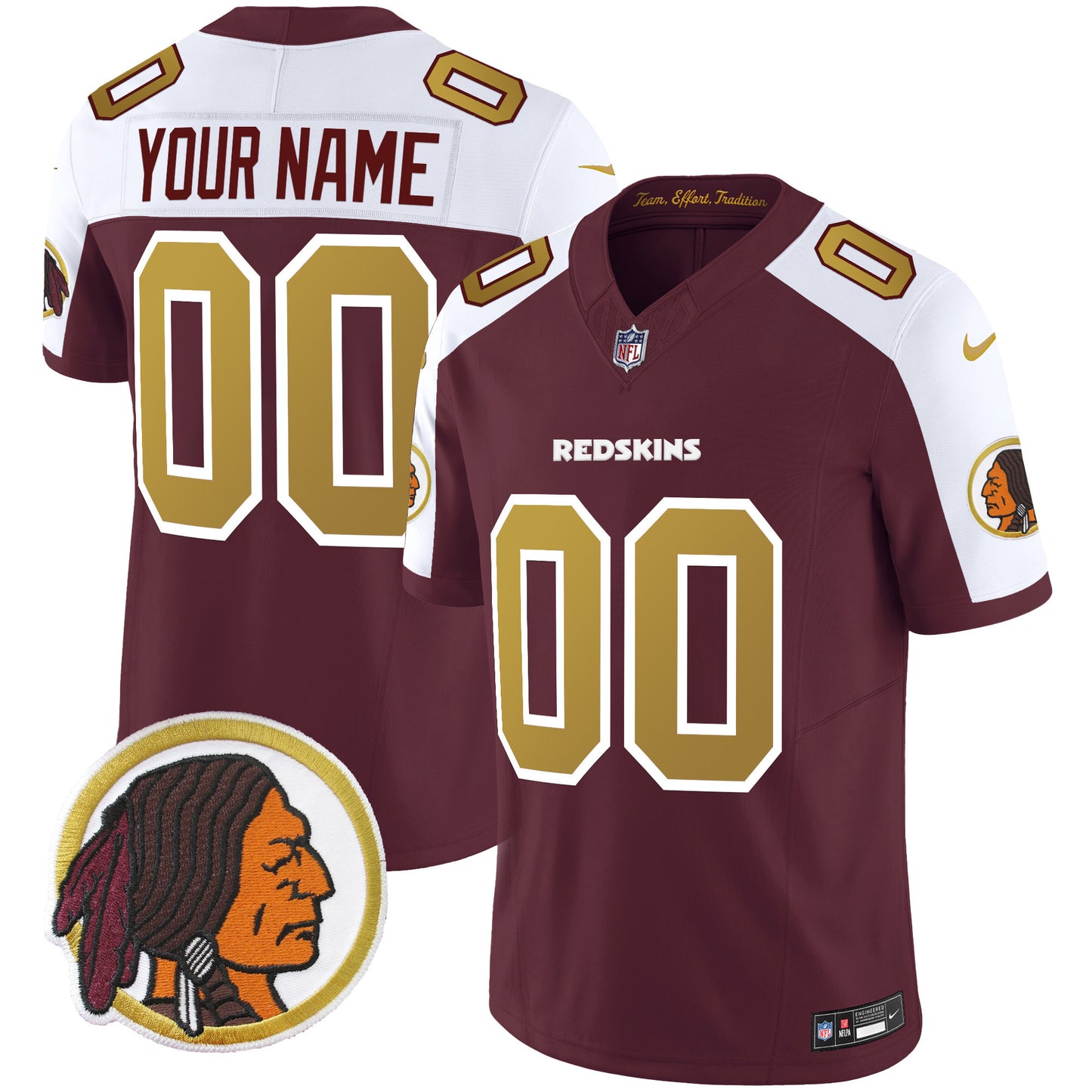 Washington Redskins Throwback Vapor Limited Custom Jersey - All Stitched