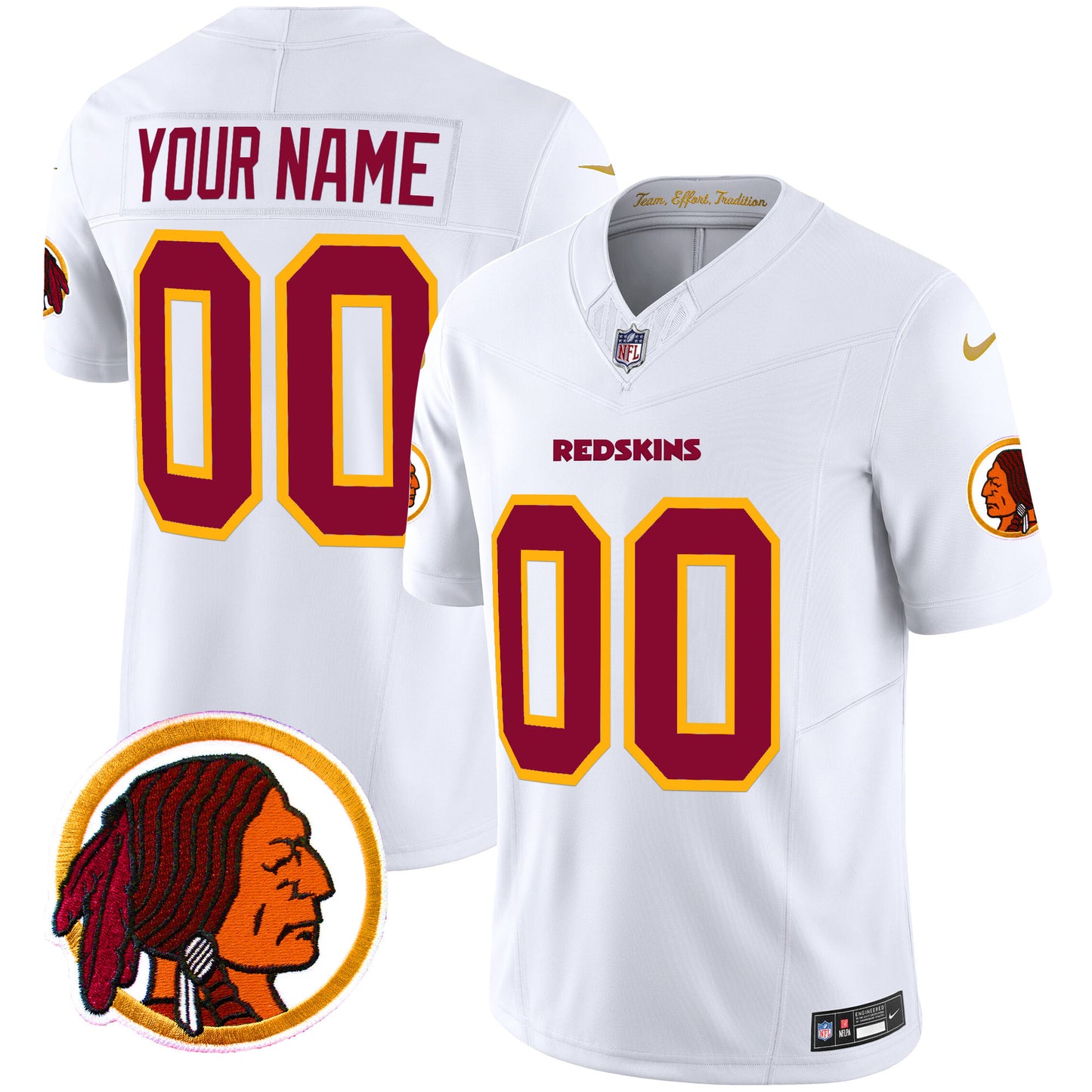 Washington Redskins Throwback Vapor Limited Custom Jersey V2 - All Stitched