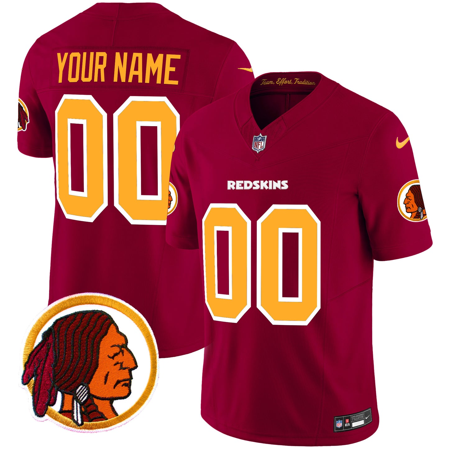 Washington Redskins Throwback Vapor Limited Custom Jersey V2 - All Stitched