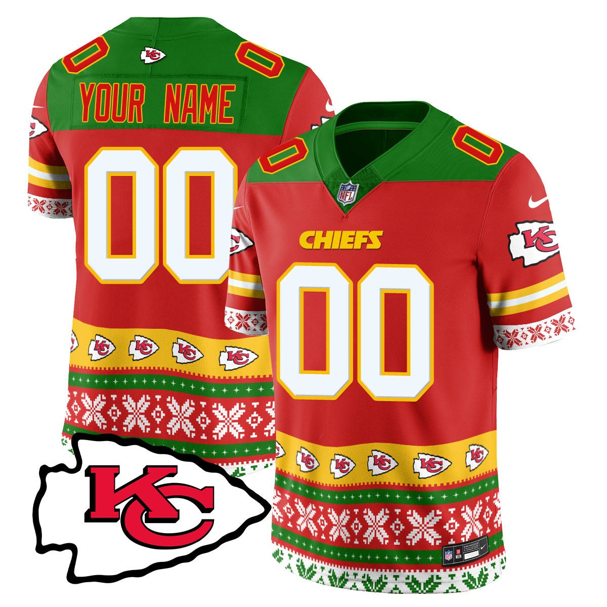 Custom Name/Gender Chiefs 2024 Christmas Vapor Limited Jersey - Printed 410VTTLJS002