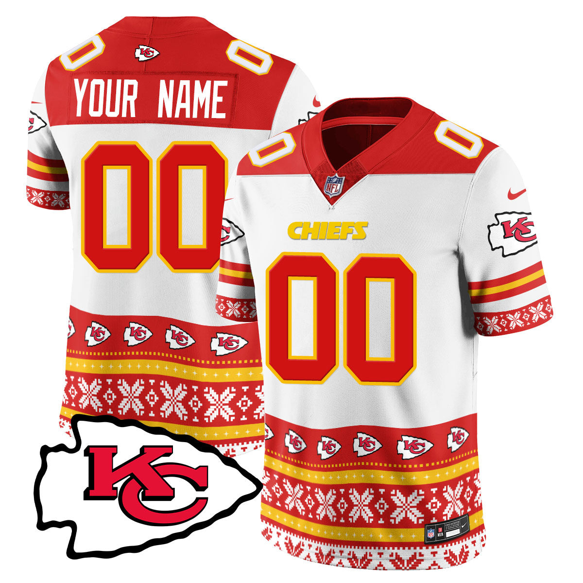 Custom Name/Gender Chiefs 2024 Christmas Vapor Limited Jersey - Printed 410VTTLJS002