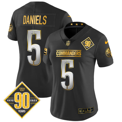 Women's Washington Commanders 90th Anniversary Patch Gold Vapor Limited Jersey - All Stitched