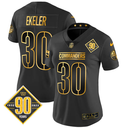 Women's Washington Commanders 90th Anniversary Patch Gold Vapor Limited Jersey - All Stitched