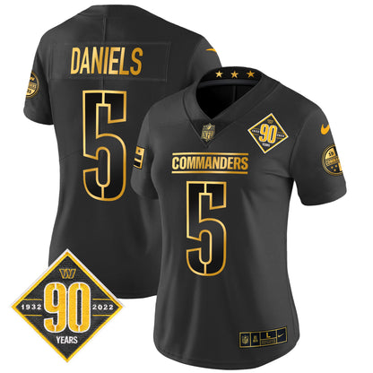 Women's Washington Commanders 90th Anniversary Patch Gold Vapor Limited Jersey - All Stitched