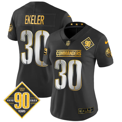 Women's Washington Commanders 90th Anniversary Patch Gold Vapor Limited Jersey - All Stitched