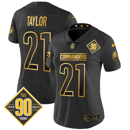 Women's Washington Commanders 90th Anniversary Patch Gold Vapor Limited Jersey - All Stitched