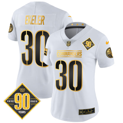 Women's Washington Commanders 90th Anniversary Patch Gold Vapor Limited Jersey - All Stitched