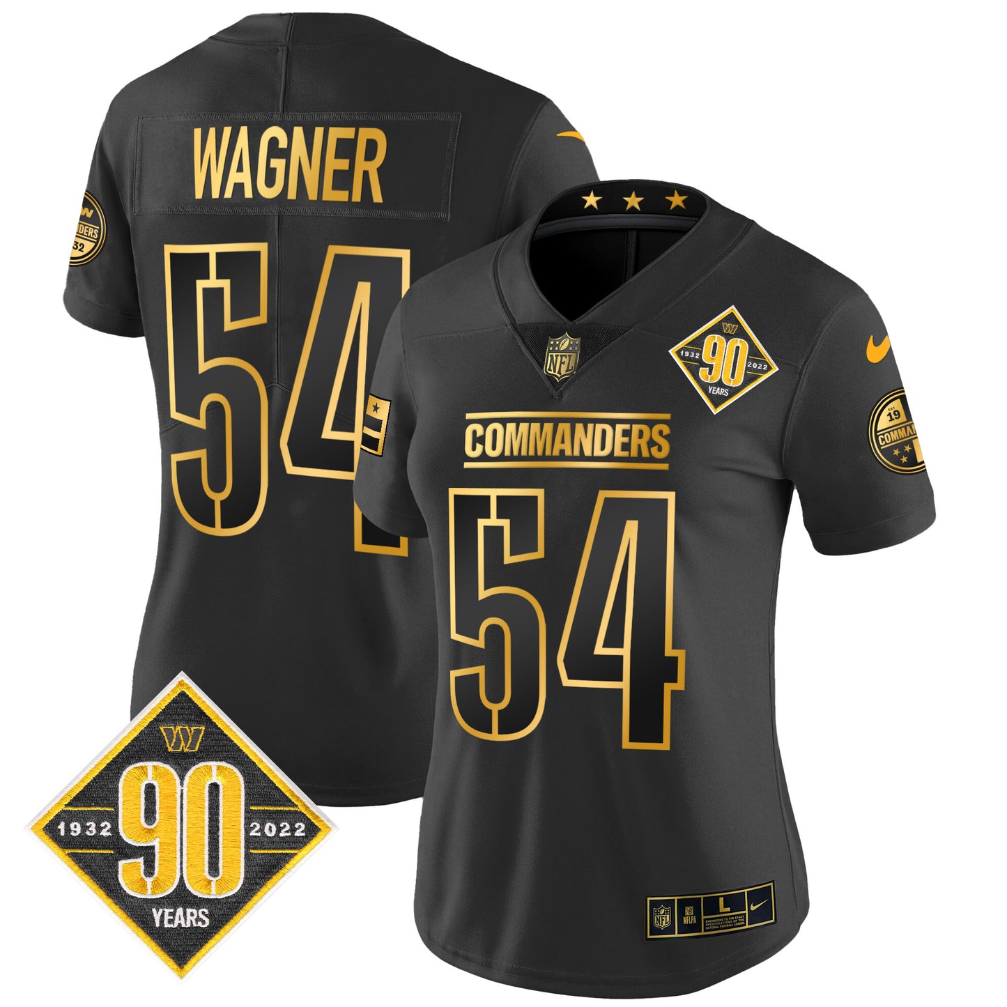 Women's Washington Commanders 90th Anniversary Patch Gold Vapor Limited Jersey - All Stitched