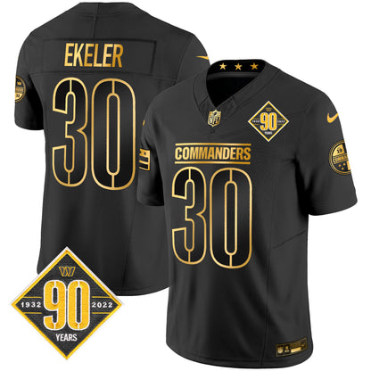 Washington Commanders 90th Anniversary Patch Gold Vapor Limited Jersey - All Stitched