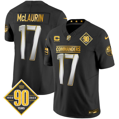 Washington Commanders 90th Anniversary Patch Gold Vapor Limited Jersey - All Stitched