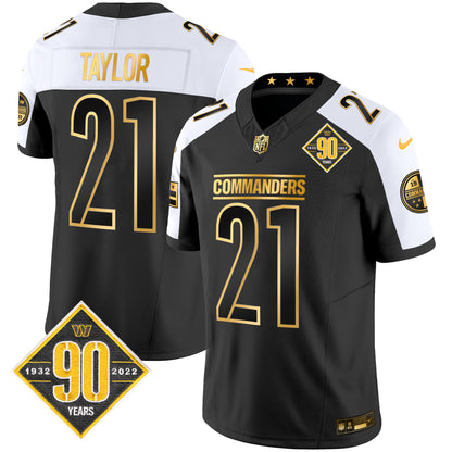 Washington Commanders 90th Anniversary Patch Gold Vapor Limited Jersey - All Stitched