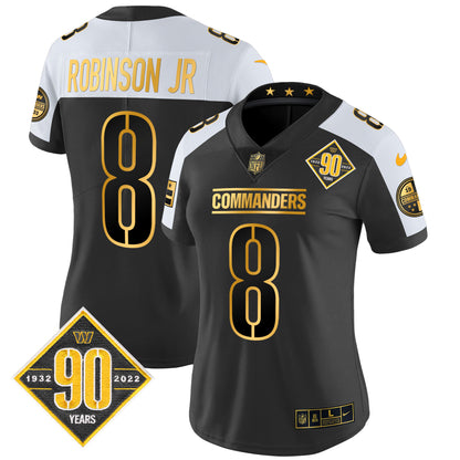 Women's Washington Commanders 90th Anniversary Patch Gold Vapor Limited Jersey - All Stitched