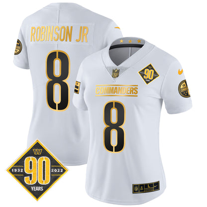 Women's Washington Commanders 90th Anniversary Patch Gold Vapor Limited Jersey - All Stitched