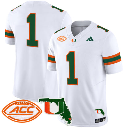 Miami Hurricanes 2024 Florida Patch Vapor Limited Jersey - All Stitched