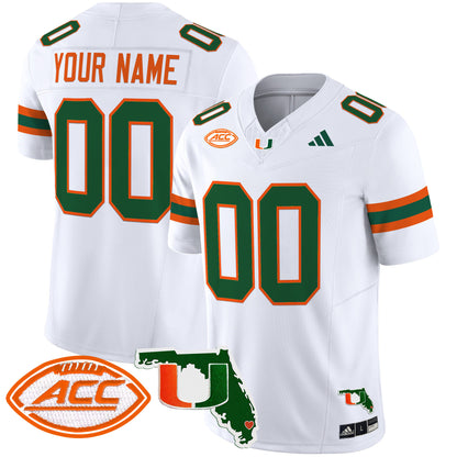 Miami Hurricanes 2024 Florida Patch Vapor Limited Custom Jersey - All Stitched