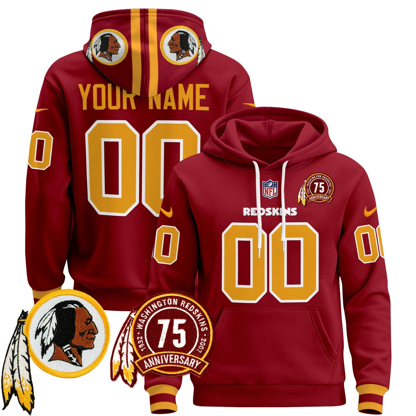 Washington Washington Redskins 2024 Custom Pullover Hoodie