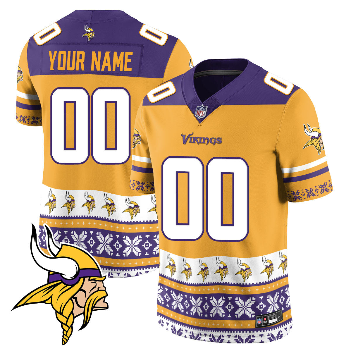 Custom Vikings 2024 Christmas Vapor Limited Jersey